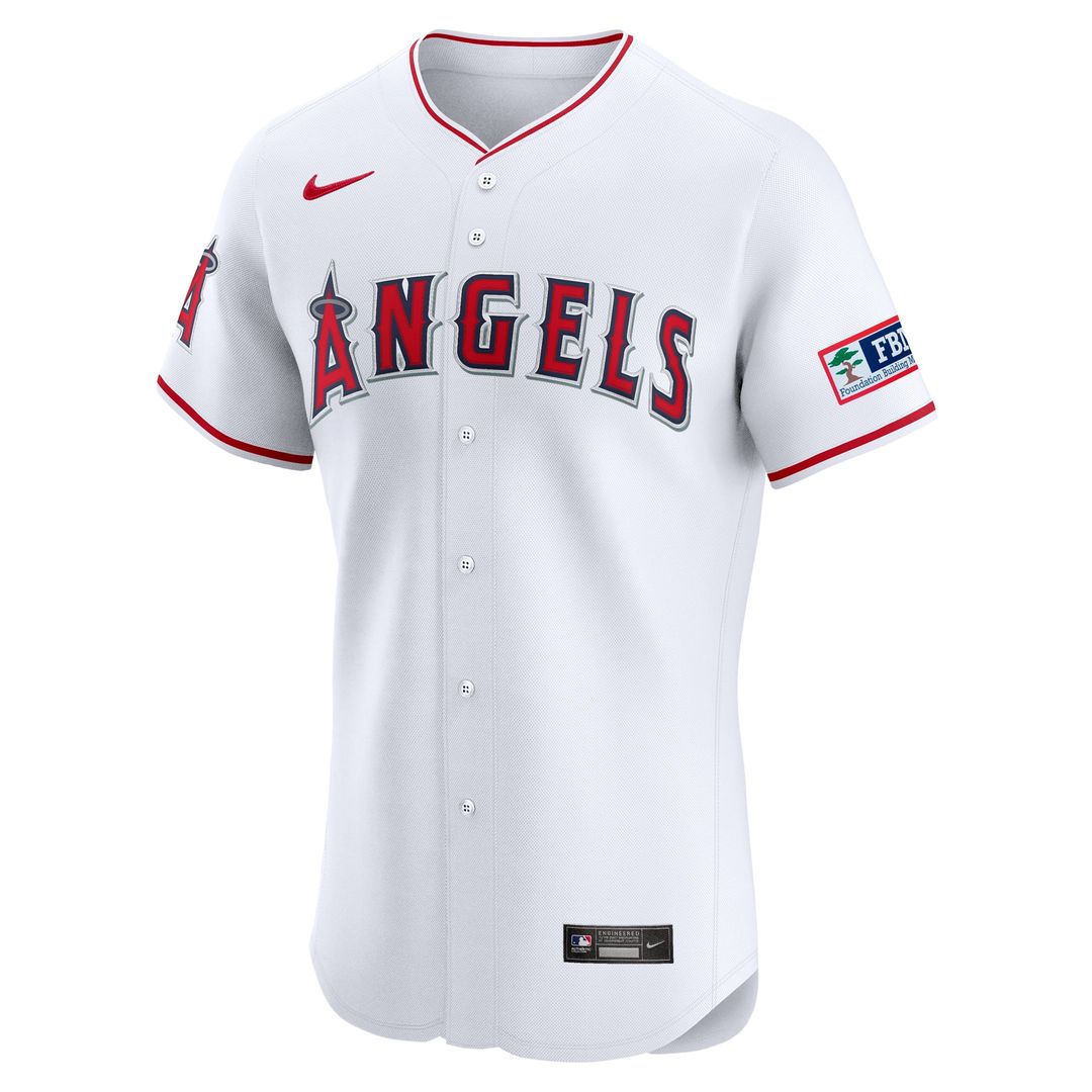 Los Angeles Angels White Home Elite Patch Baseball Jersey | MLB Baseball Jersey
