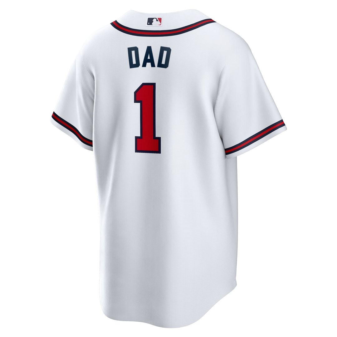 Atlanta Braves White #1 Dad Home Replica Baseball Jersey | MLB Baseball Jersey