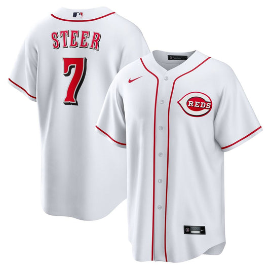 Cincinnati Reds Spencer Steer White Home Replica Baseball Jersey