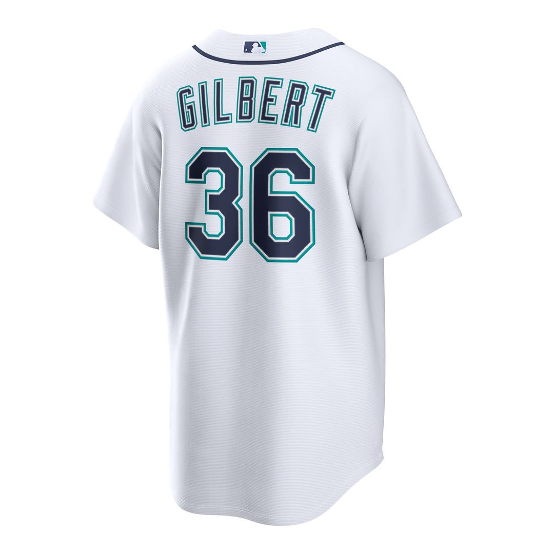 Seattle Mariners Logan Gilbert White Home Replica Baseball Jersey | MLB Baseball Jersey