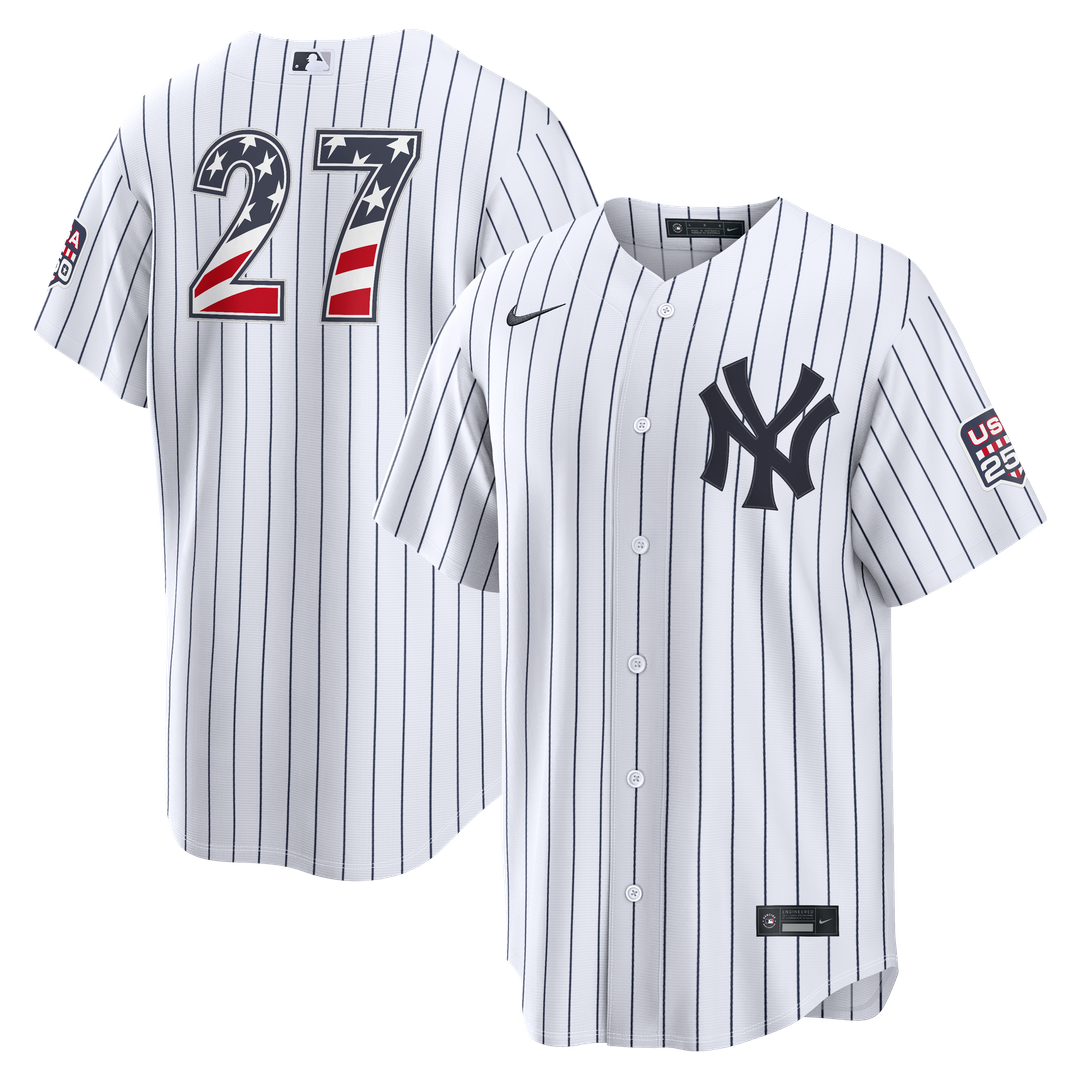 Fourth of July Men's New York Yankees Giancarlo Stanton White USA 250 Stadium Baseball Jersey