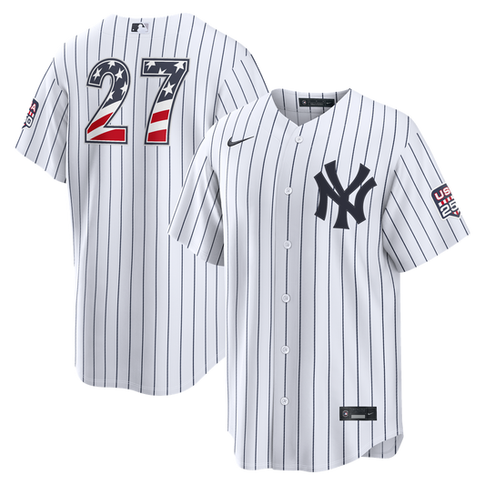 Fourth of July Men's New York Yankees Giancarlo Stanton White USA 250 Stadium Baseball Jersey