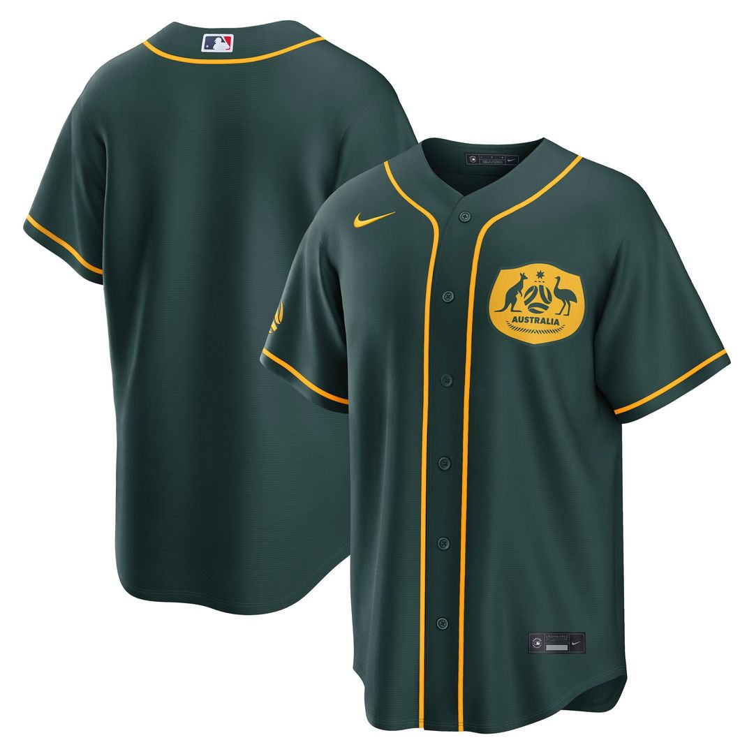 Australia National Team x MLB Green Stadium Replica Baseball Jersey