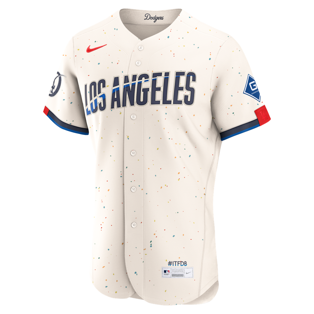 Los Angeles Dodgers Cream City Connect Authentic Sponsor Patch Baseball Jersey | MLB Baseball Jersey