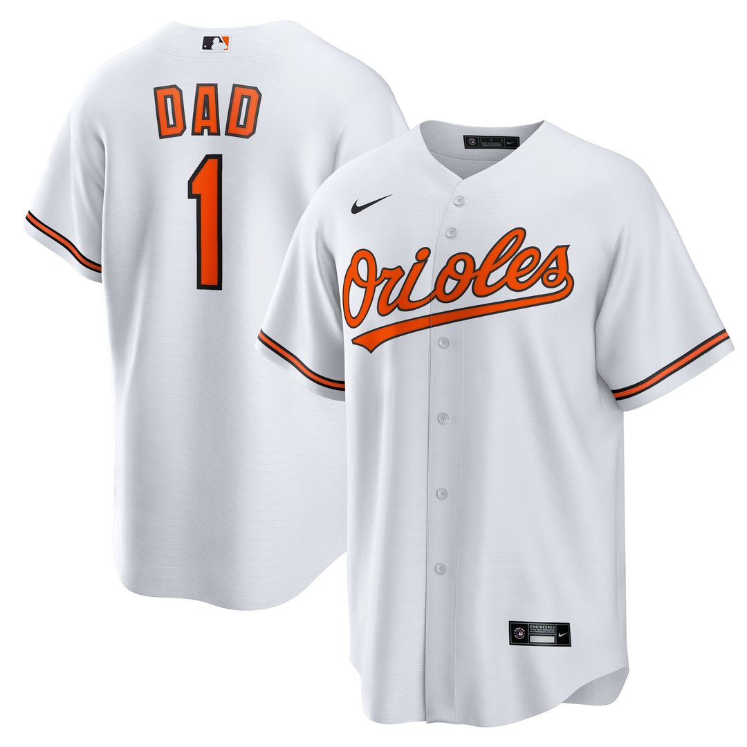 Baltimore Orioles White #1 Dad Home Replica Baseball Jersey