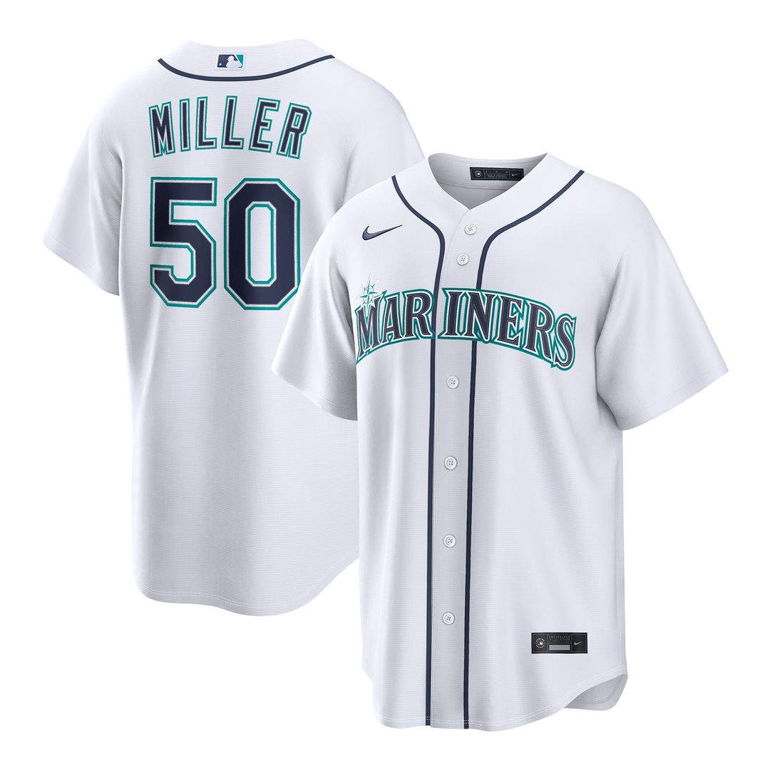 Seattle Mariners Bryce Miller White Home Replica Baseball Jersey
