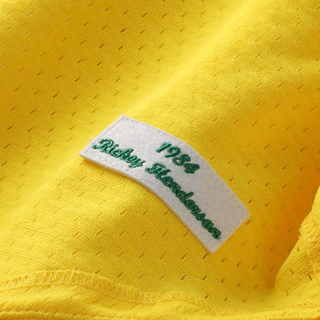 Athletics Rickey Henderson Yellow Authentic Batting Practice Baseball Jersey | MLB Baseball Jersey