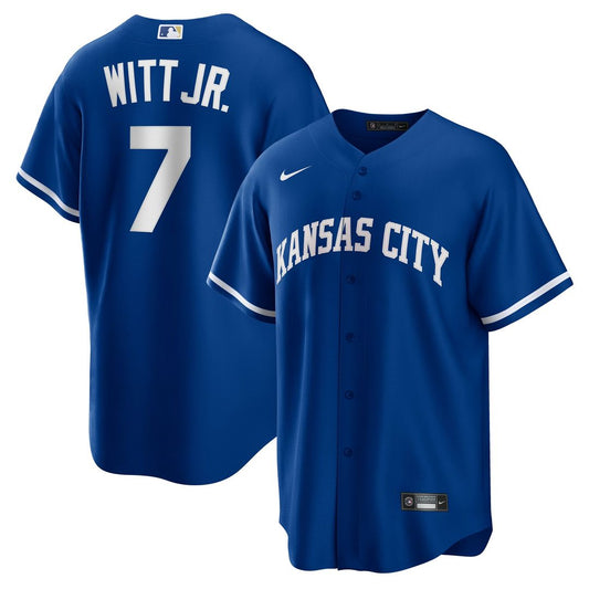 Kansas City Royals Bobby Witt Jr. Rush Blue Alternate 2 Replica Baseball Jersey