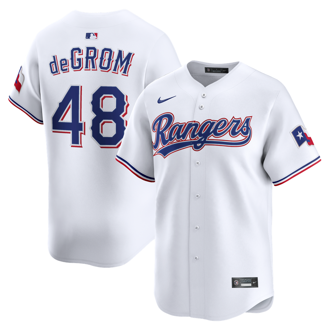 Texas Rangers Jacob deGrom White Home Limited Baseball Jersey