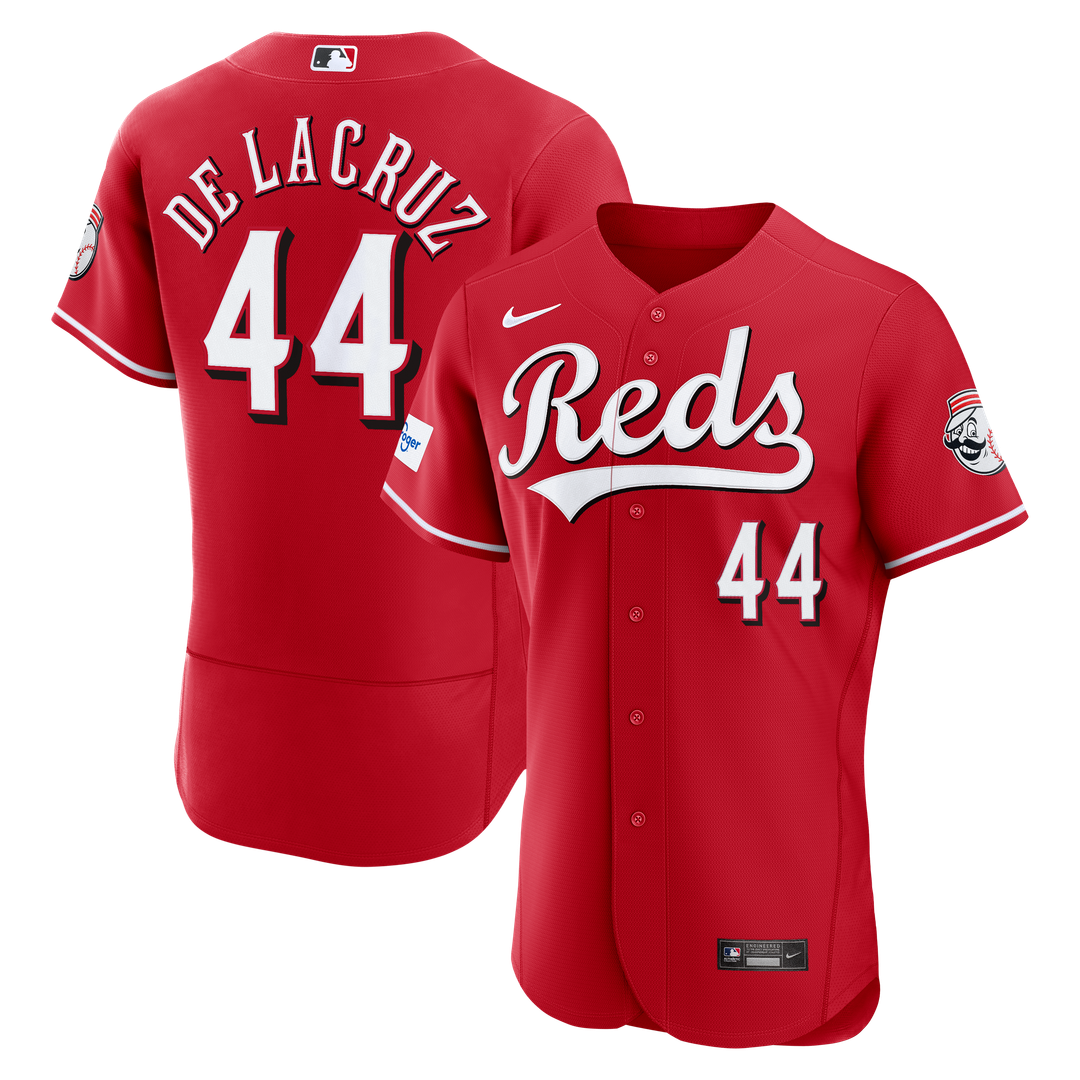 Cincinnati Reds Elly De La Cruz Red Alternate Authentic Sponsor Patch Baseball Jersey | MLB Baseball Jersey