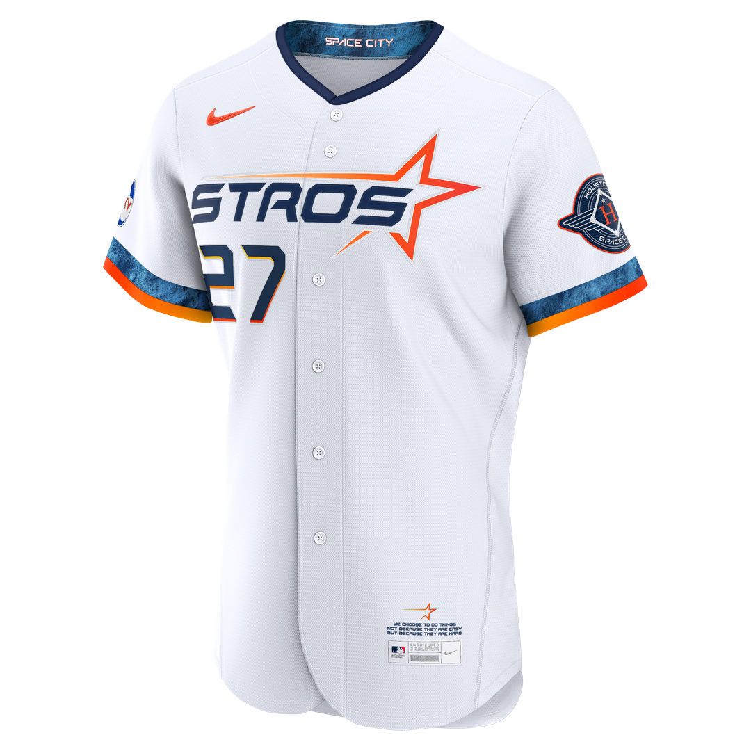 Houston Astros Jose Altuve White City Connect Authentic Sponsor Patch Baseball Jersey | MLB Baseball Jersey