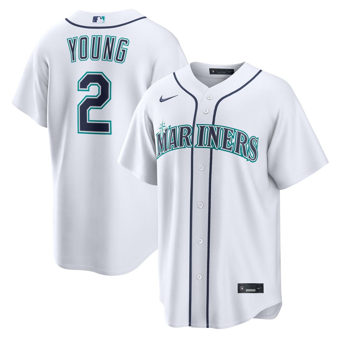 Seattle Mariners Cole Young White Home Replica Baseball Jersey