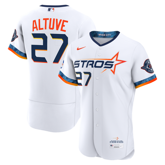 Houston Astros Jose Altuve White City Connect Authentic Sponsor Patch Baseball Jersey