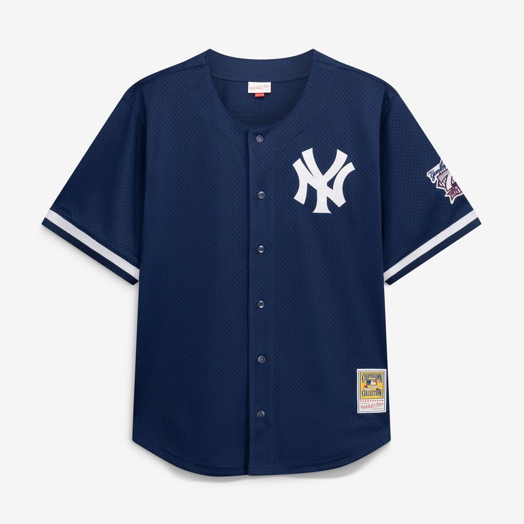 New York Yankees Derek Jeter Navy Cooperstown Collection Mesh Batting Practice Button-Up Baseball Jersey | MLB Baseball Jersey