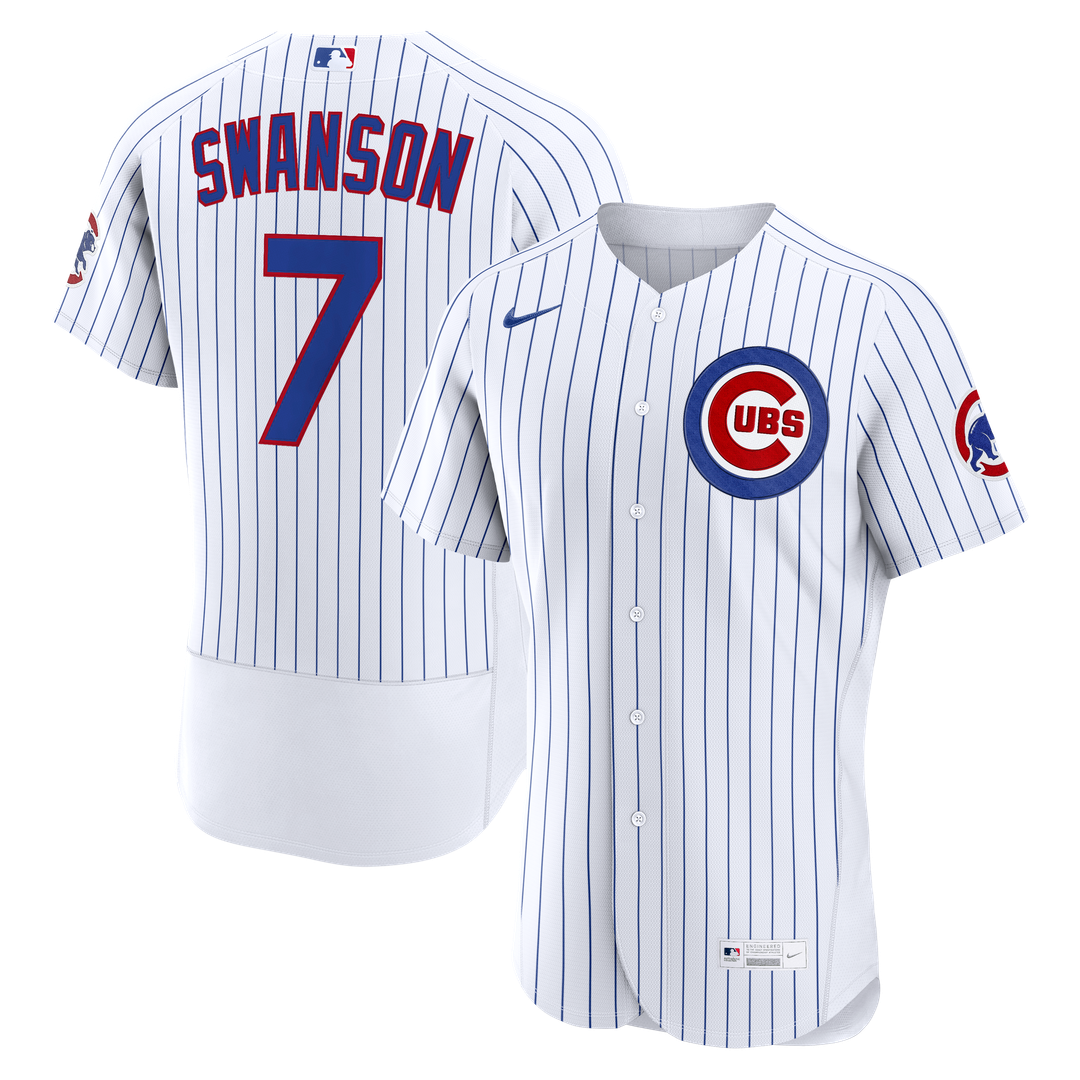 Chicago Cubs Dansby Swanson White Home Authentic Baseball Jersey