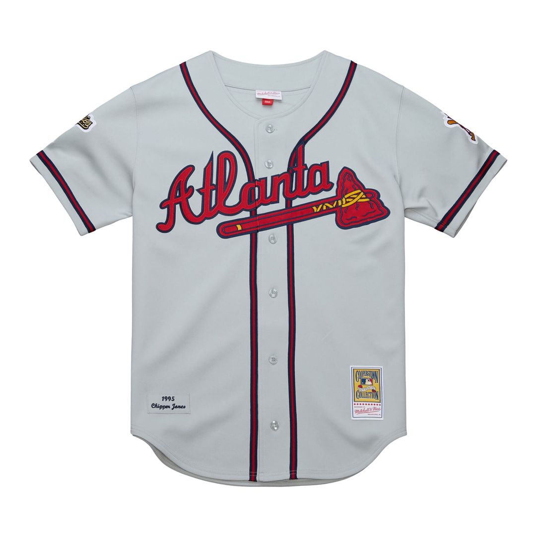 Atlanta Braves Chipper Jones Gray 1995 Throwback Authentic Baseball Jersey | MLB Baseball Jersey