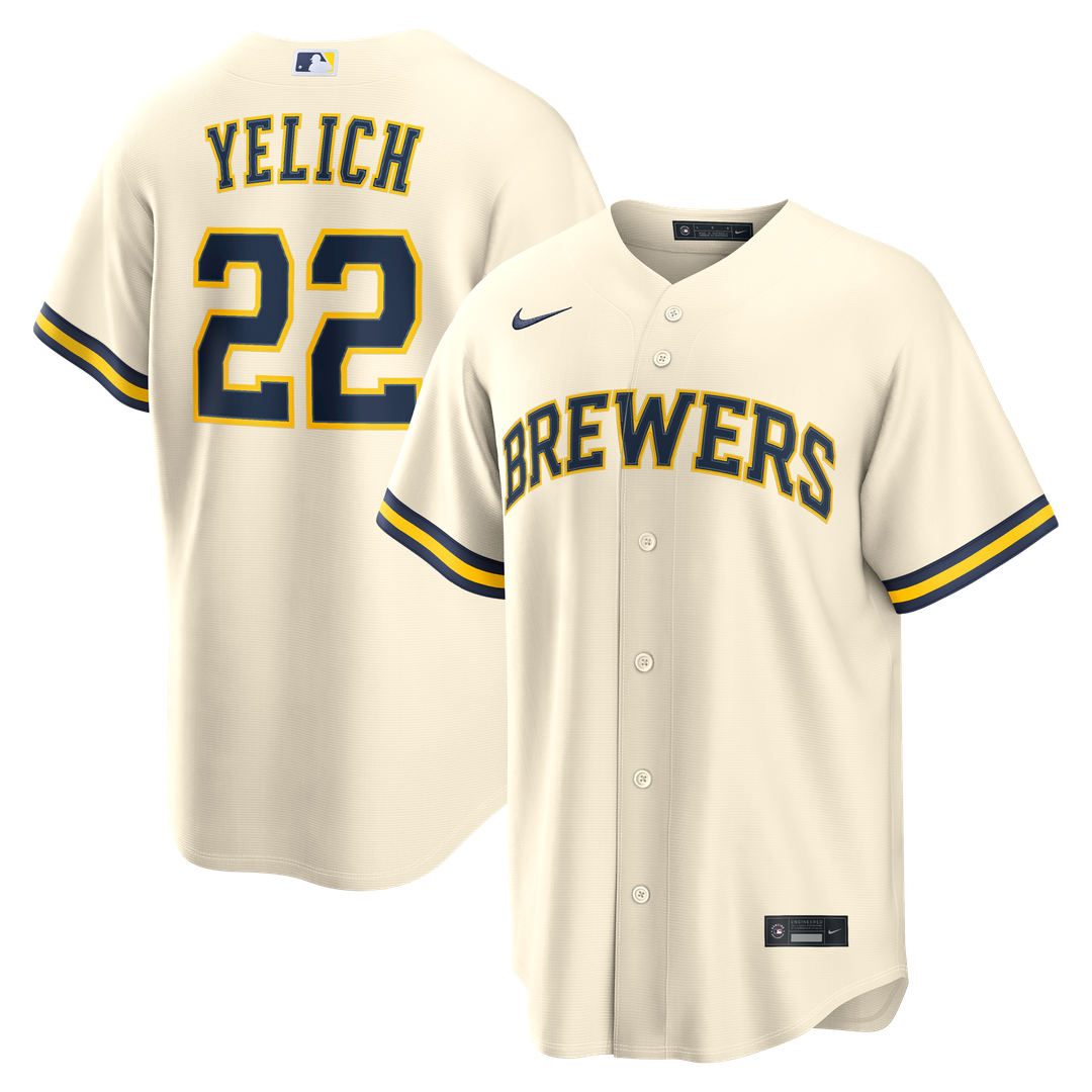 Milwaukee Brewers Christian Yelich Cream Home Replica Baseball Jersey