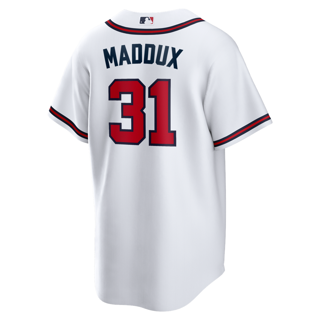 Atlanta Braves Greg Maddux White Home Retired Player Replica Baseball Jersey | MLB Baseball Jersey