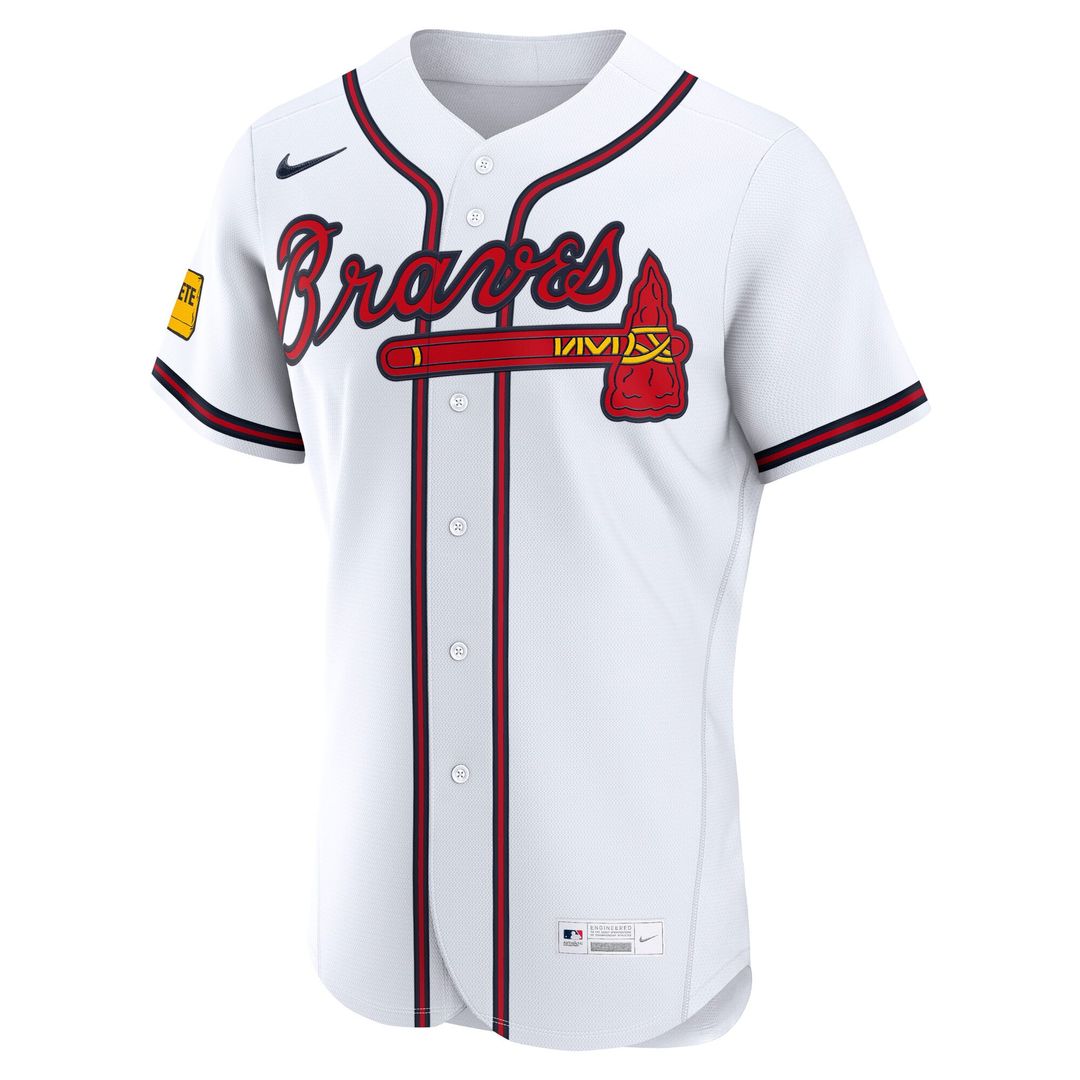 Atlanta Braves White Home Sponsor Patch Authentic Baseball Jersey | MLB Baseball Jersey