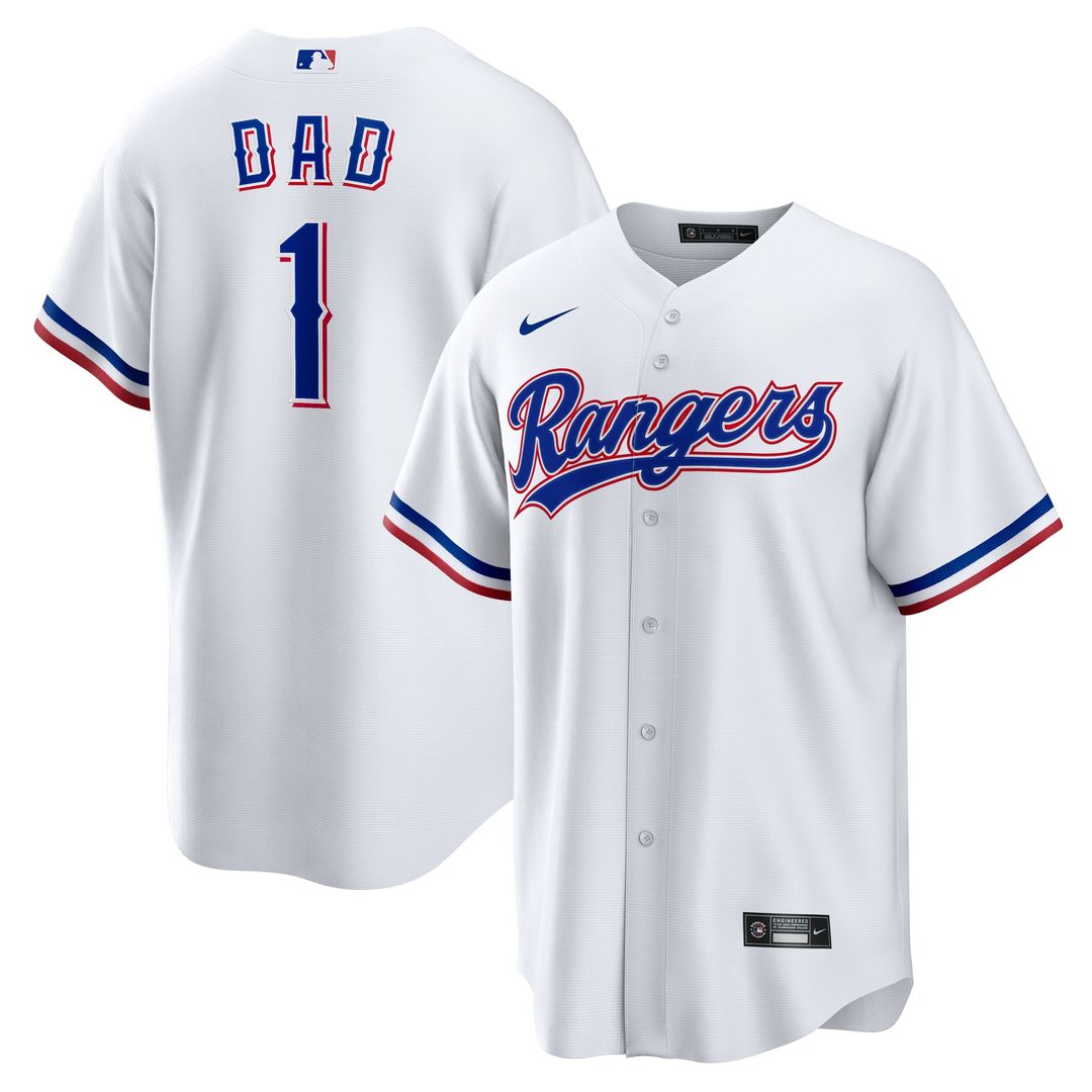 Texas Rangers White #1 Dad Home Replica Baseball Jersey