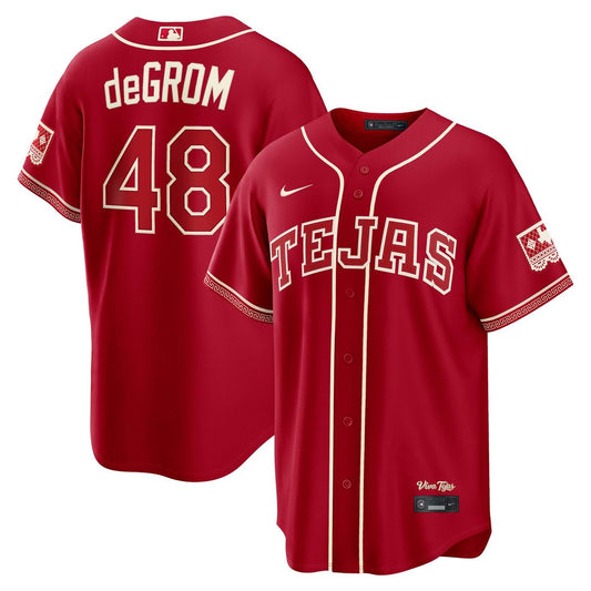 Texas Rangers Jacob deGrom Red 2026 City Connect Stadium Baseball Jersey