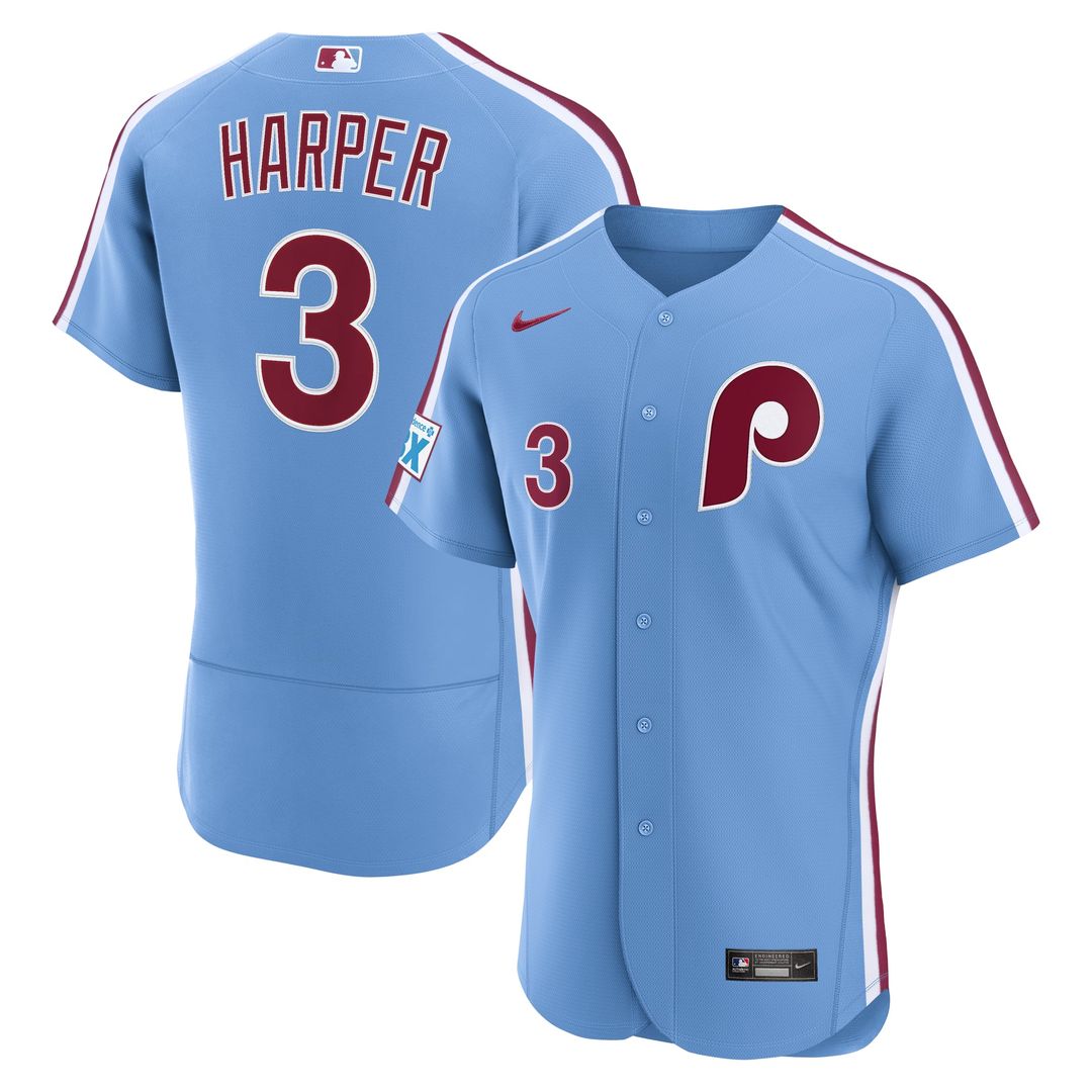 Philadelphia Phillies Bryce Harper Cream Alternate Authentic Sponsor Patch Baseball Jersey | MLB Baseball Jersey