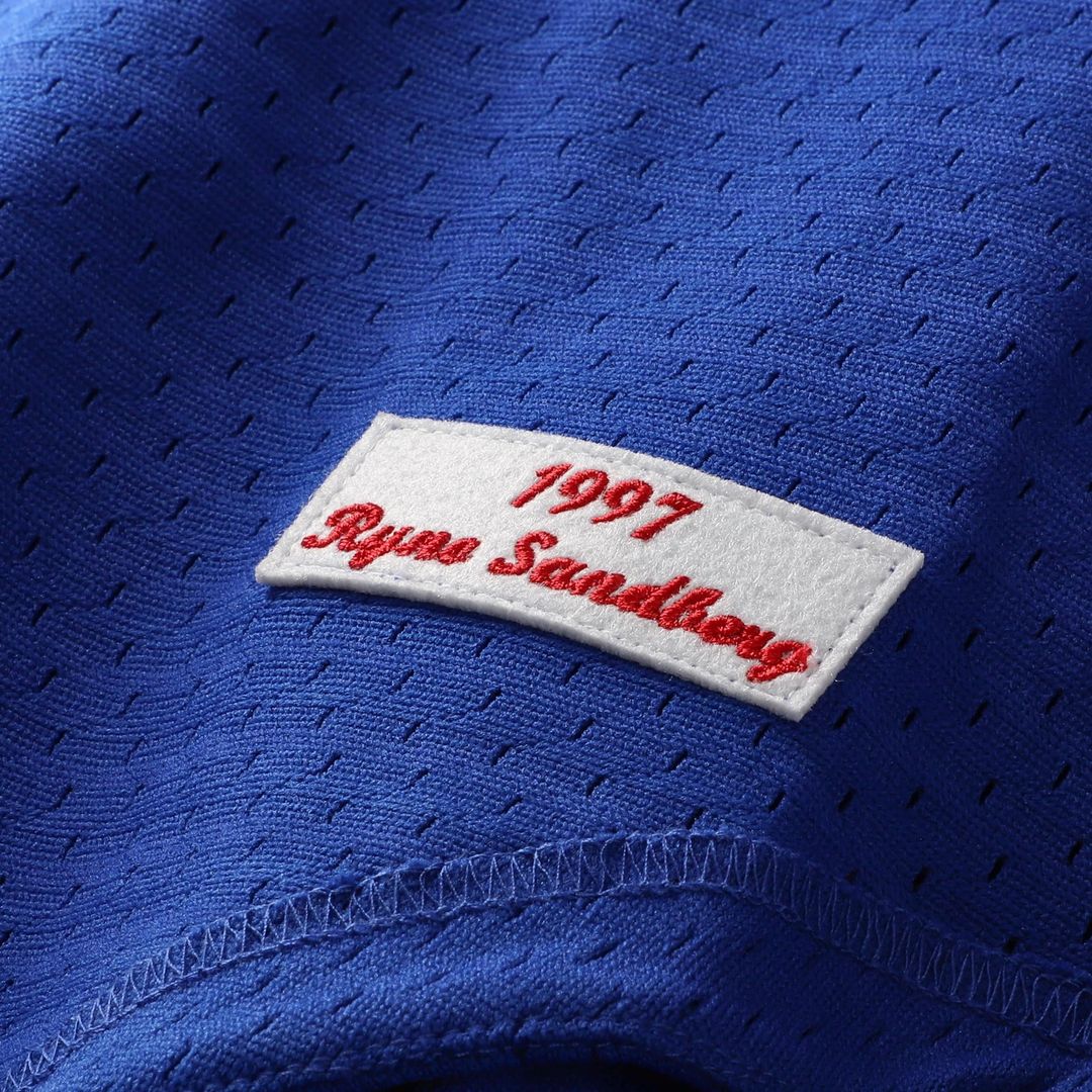 Chicago Cubs Ryne Sandberg Royal Cooperstown Collection 1997 Mesh Batting Practice Button-Up Baseball Jersey | MLB Baseball Jersey