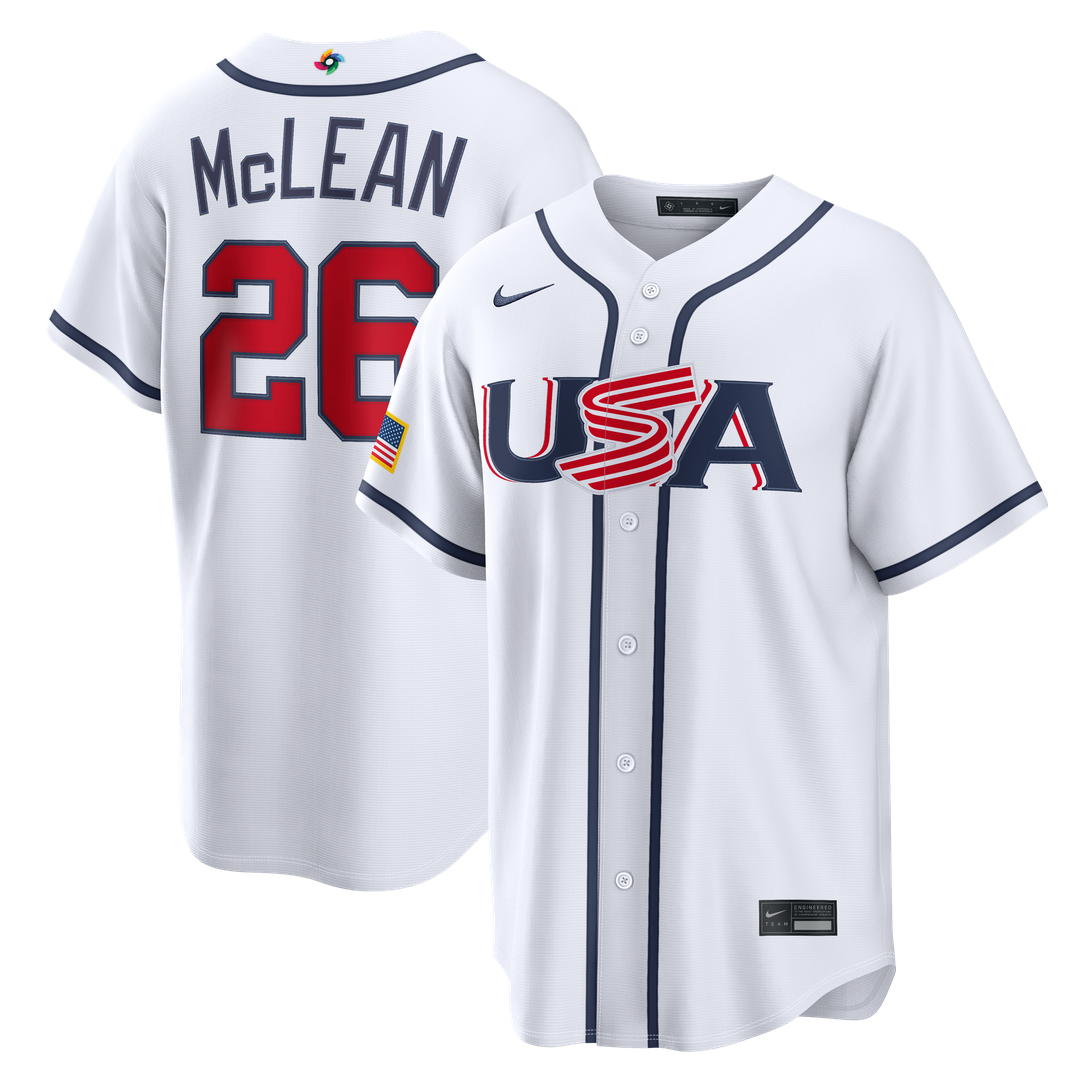 USA Baseball Nolan McLean White 2026 World Baseball Classic Home Stadium Baseball Jersey