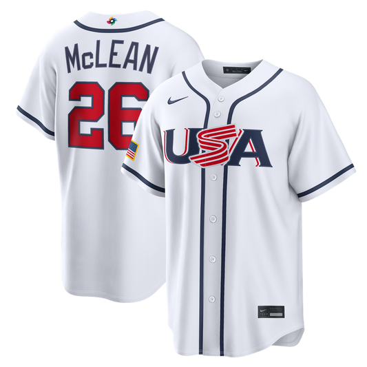 USA Baseball Nolan McLean White 2026 World Baseball Classic Home Stadium Baseball Jersey