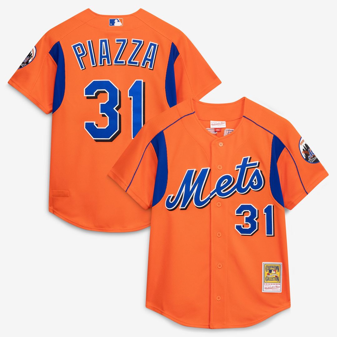 New York Mets Mike Piazza Royal Cooperstown Collection Mesh Batting Practice Button-Up Baseball Jersey | MLB Baseball Jersey