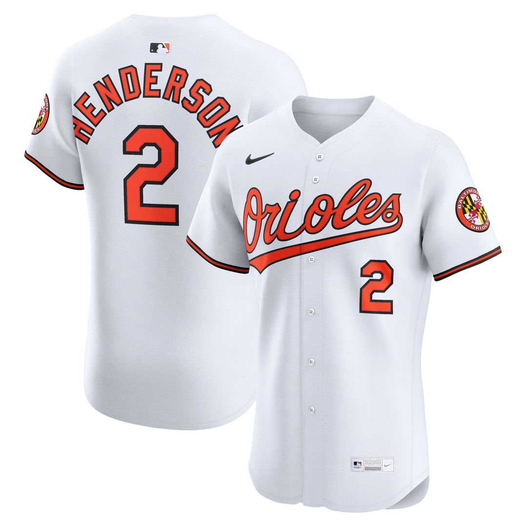 Baltimore Orioles Gunnar Henderson White Home Elite Baseball Jersey