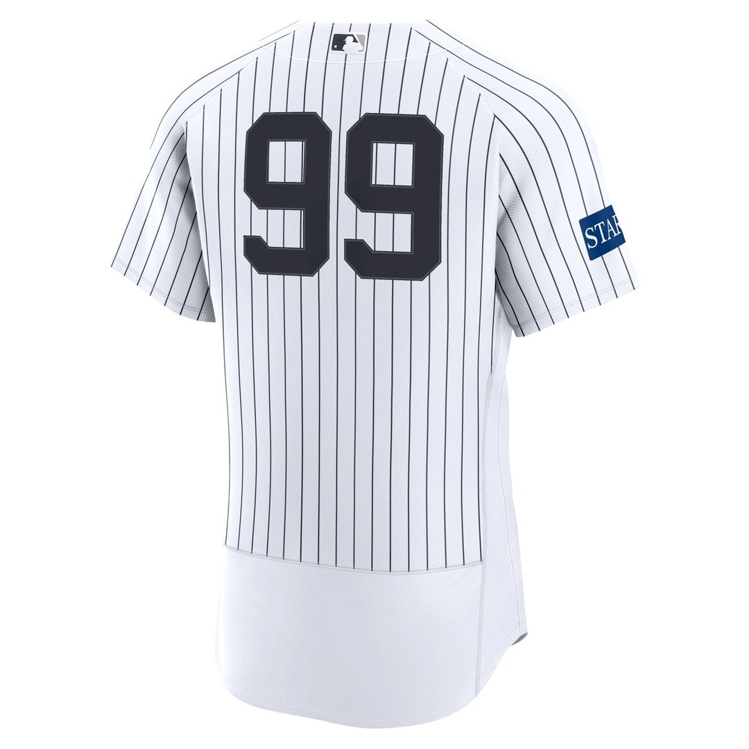 New York Yankees Aaron Judge White Home Authentic Sponsor Patch Baseball Jersey | MLB Baseball Jersey