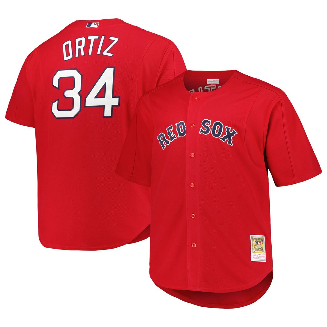 Boston Red Sox David Ortiz Red Big & Tall Cooperstown Mesh Batting Practice Baseball Jersey