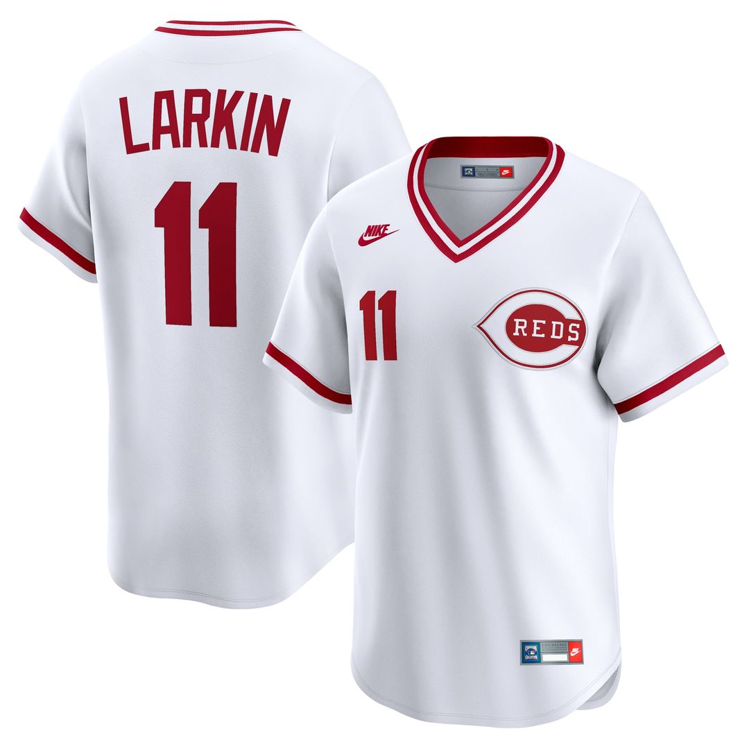 Cincinnati Reds Barry Larkin White Throwback Cooperstown Collection Limited Baseball Jersey