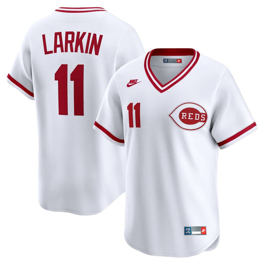 Cincinnati Reds Barry Larkin White Throwback Cooperstown Collection Limited Baseball Jersey