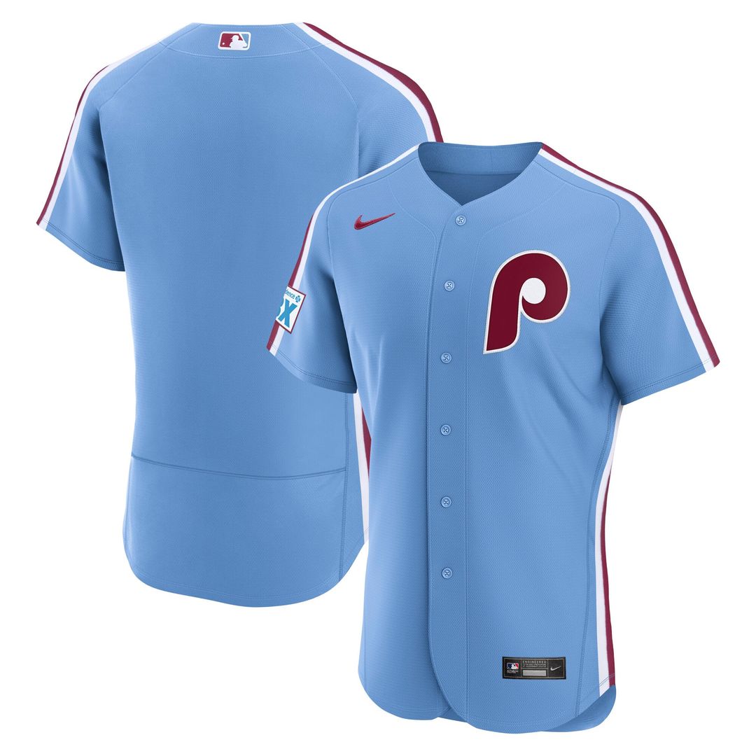 Philadelphia Phillies Light Blue Alternate Sponsor Patch Authentic Baseball Jersey