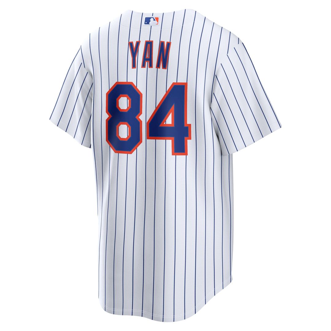 New York Mets Jefry Yan White Home Replica Baseball Jersey | MLB Baseball Jersey