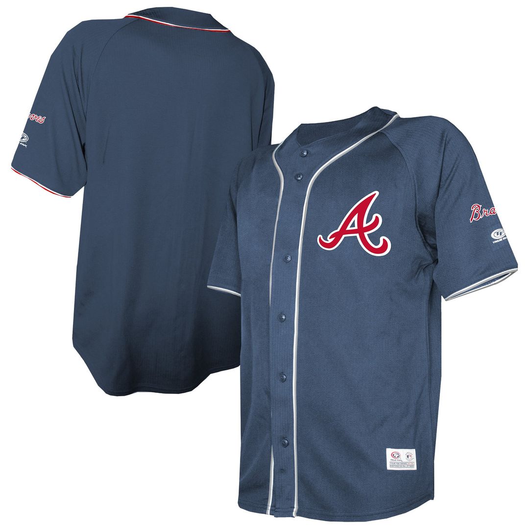Atlanta Braves Stitches Navy Team Color Full-Button Fashion Baseball Jersey