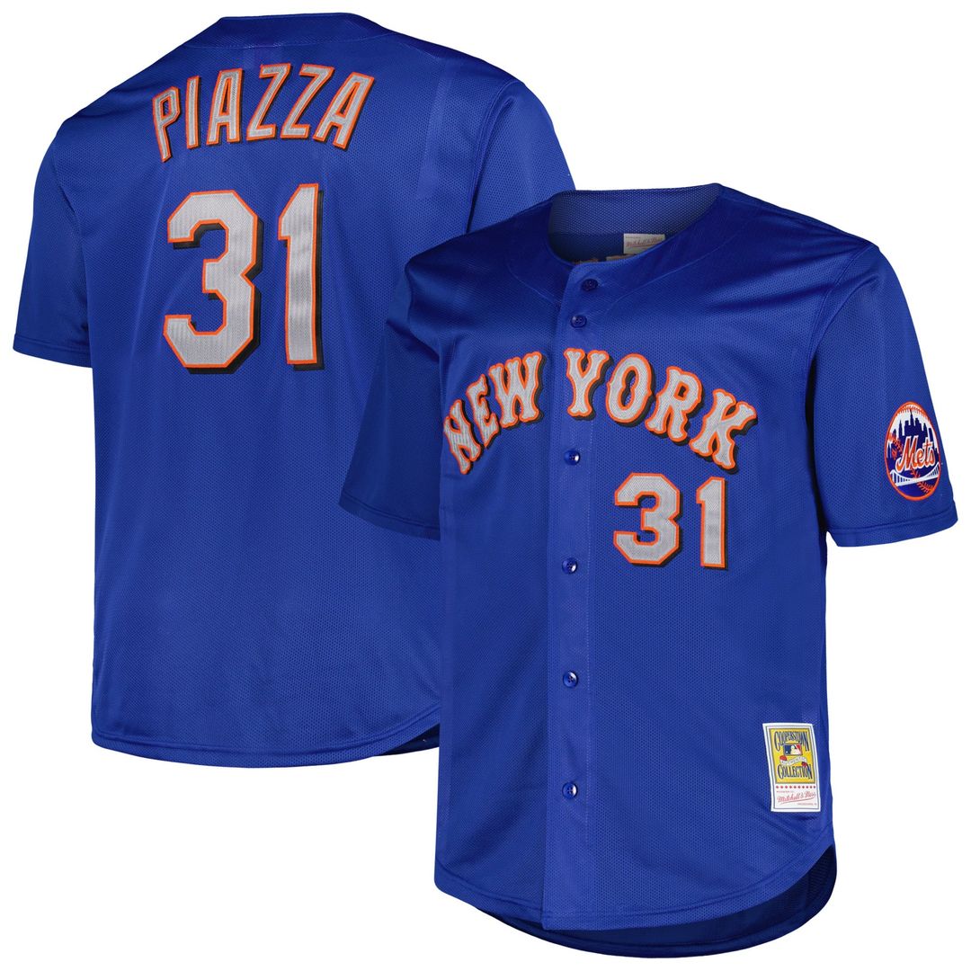New York Mets Mike Piazza Royal Big & Tall Cooperstown Mesh Batting Practice Baseball Jersey