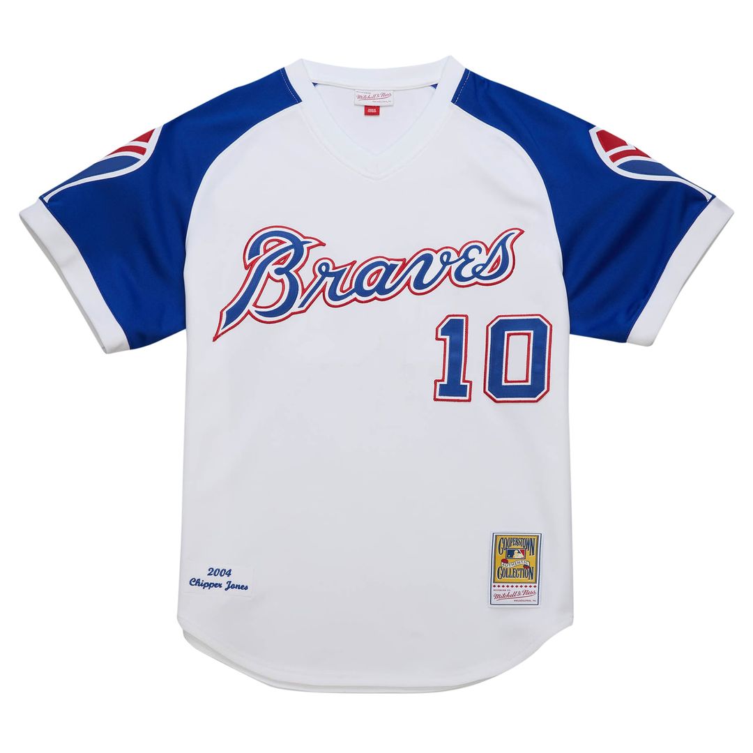 Atlanta Braves Chipper Jones White 2004 Cooperstown Collection Authentic Throwback Baseball Jersey | MLB Baseball Jersey