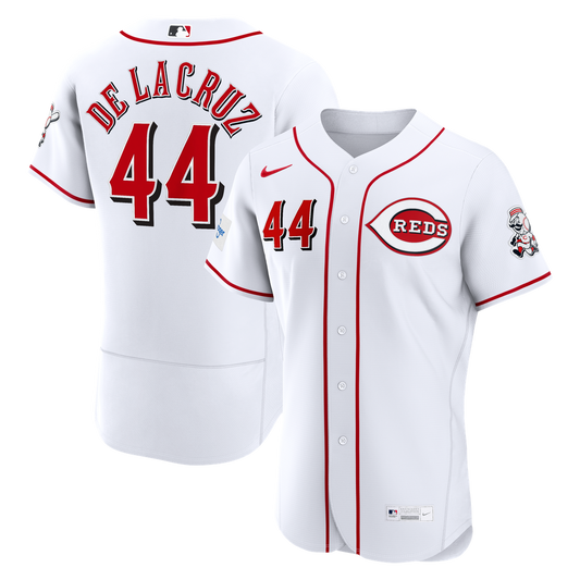 Cincinnati Reds Elly De La Cruz White Home Authentic Sponsor Patch Baseball Jersey
