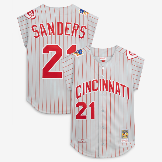 Cincinnati Reds Deion Sanders Gray 1997 Authentic Baseball Jersey