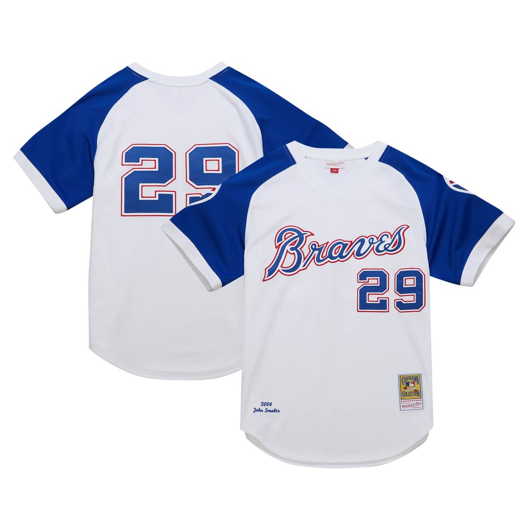 Atlanta Braves John Smoltz White 2004 Cooperstown Collection Authentic Throwback Baseball Jersey