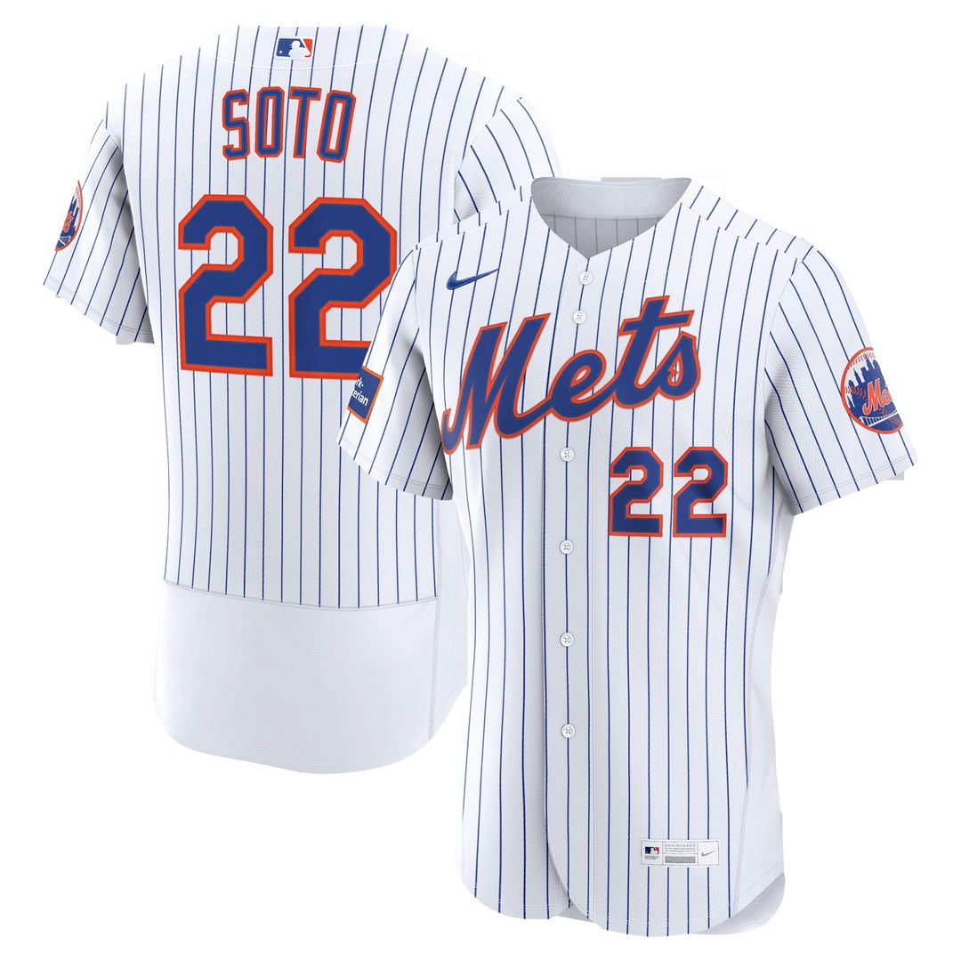 New York Mets Juan Soto White Home Authentic Sponsor Patch Baseball Jersey