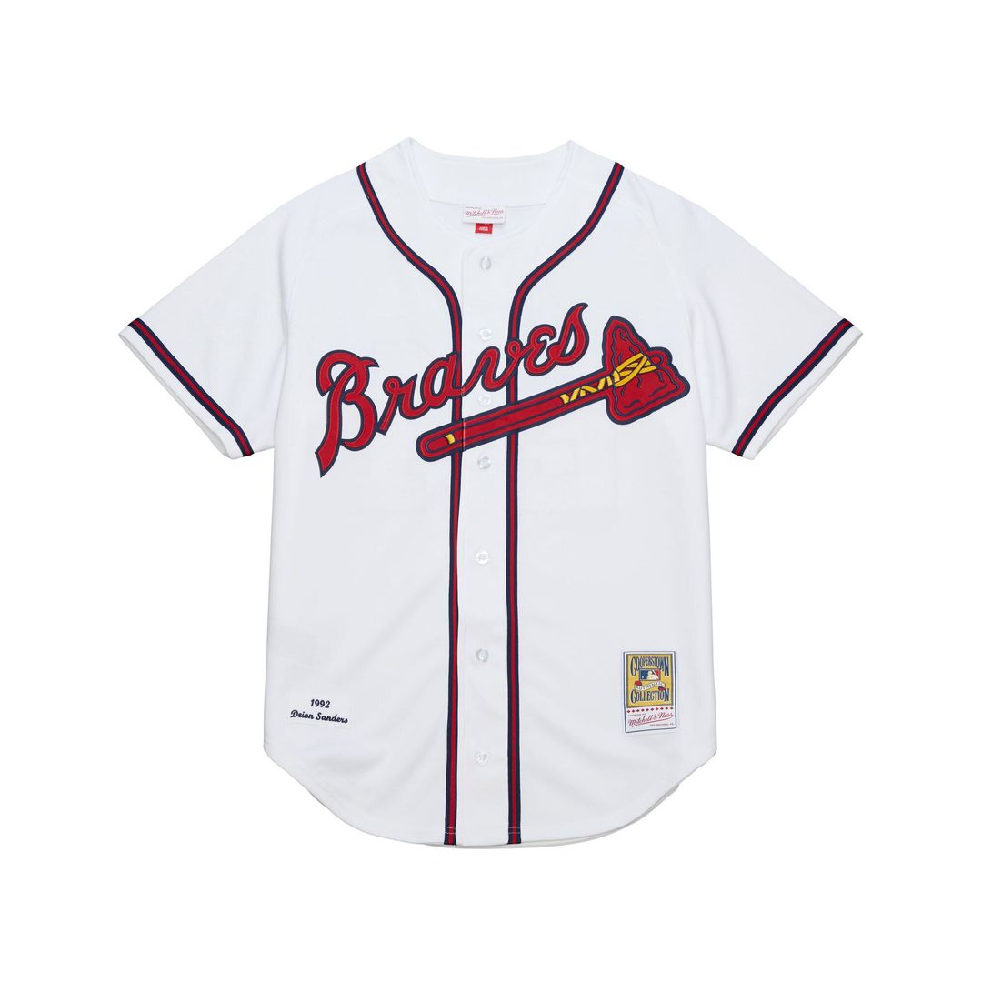 Atlanta Braves Deion Sanders White Cooperstown Collection 1992 Authentic Baseball Jersey | MLB Baseball Jersey