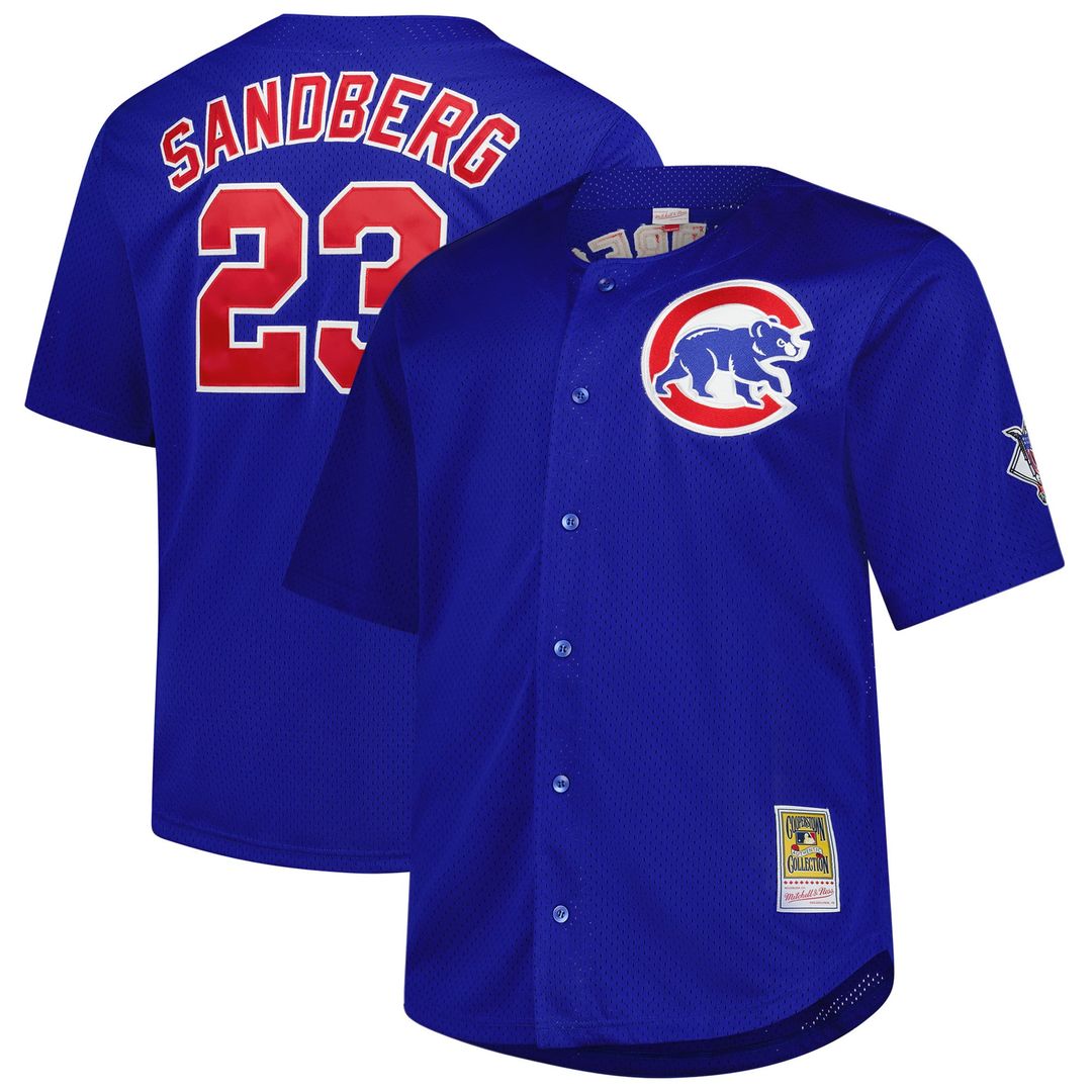 Chicago Cubs Ryne Sandberg Royal Big & Tall Cooperstown Mesh Batting Practice Baseball Jersey