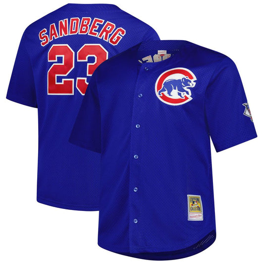 Chicago Cubs Ryne Sandberg Royal Big & Tall Cooperstown Mesh Batting Practice Baseball Jersey