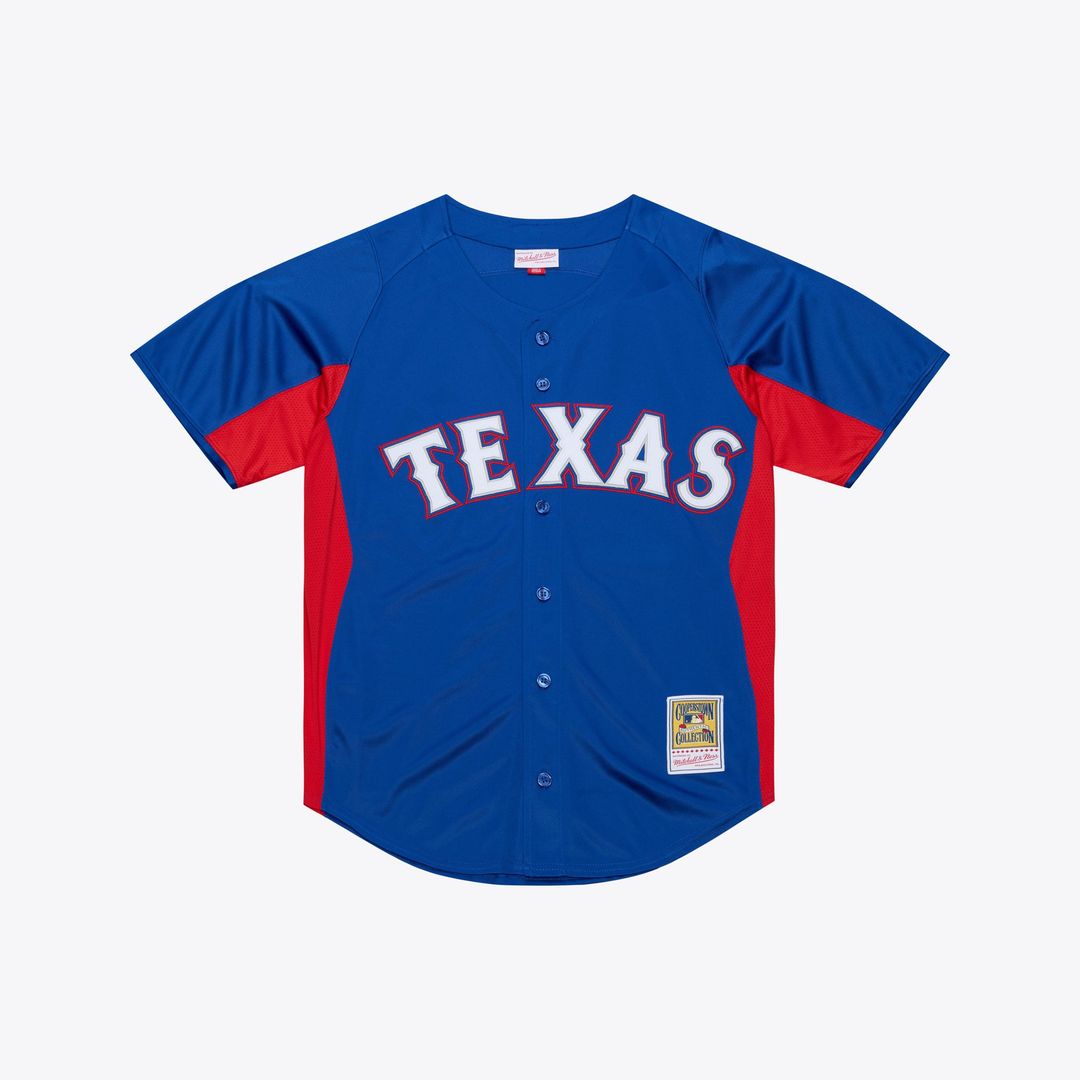 Texas Rangers Adrian Beltre Royal Cooperstown Mesh Batting Practice Button-Up Baseball Jersey