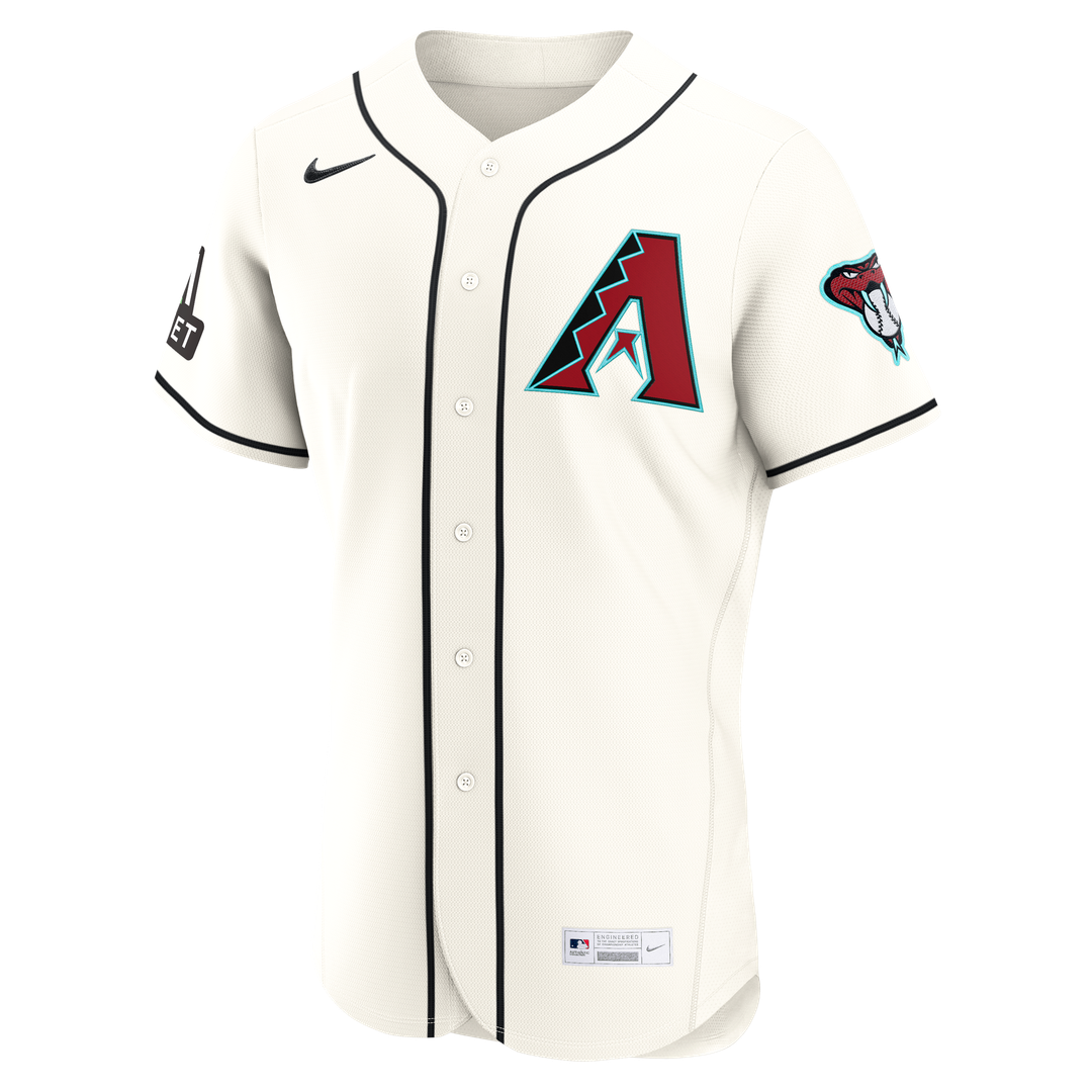 Arizona Diamondbacks Ketel Marte Cream Home Authentic Sponsor Patch Baseball Jersey | MLB Baseball Jersey