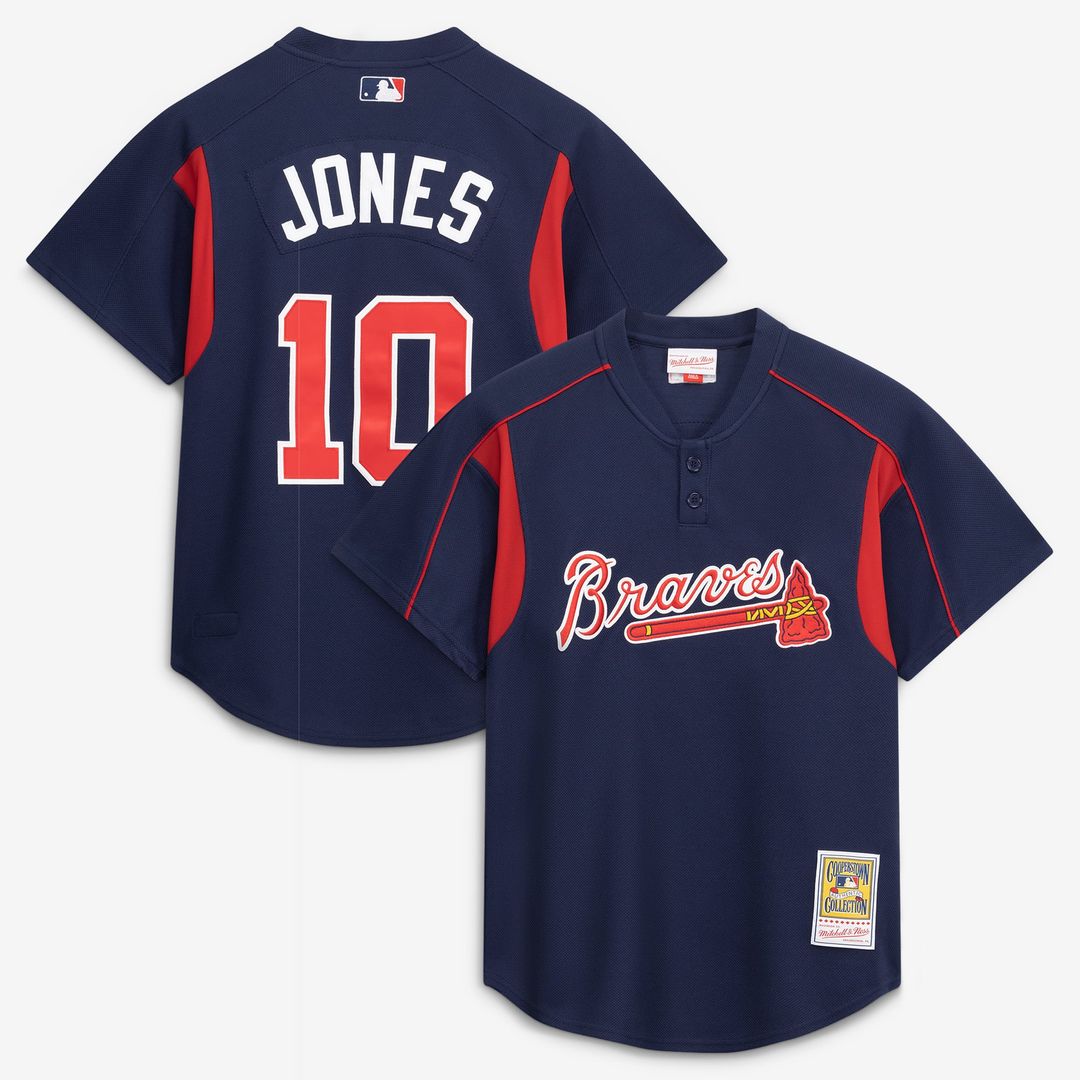 Atlanta Braves Chipper Jones Navy Authentic Batting Practice Baseball Jersey